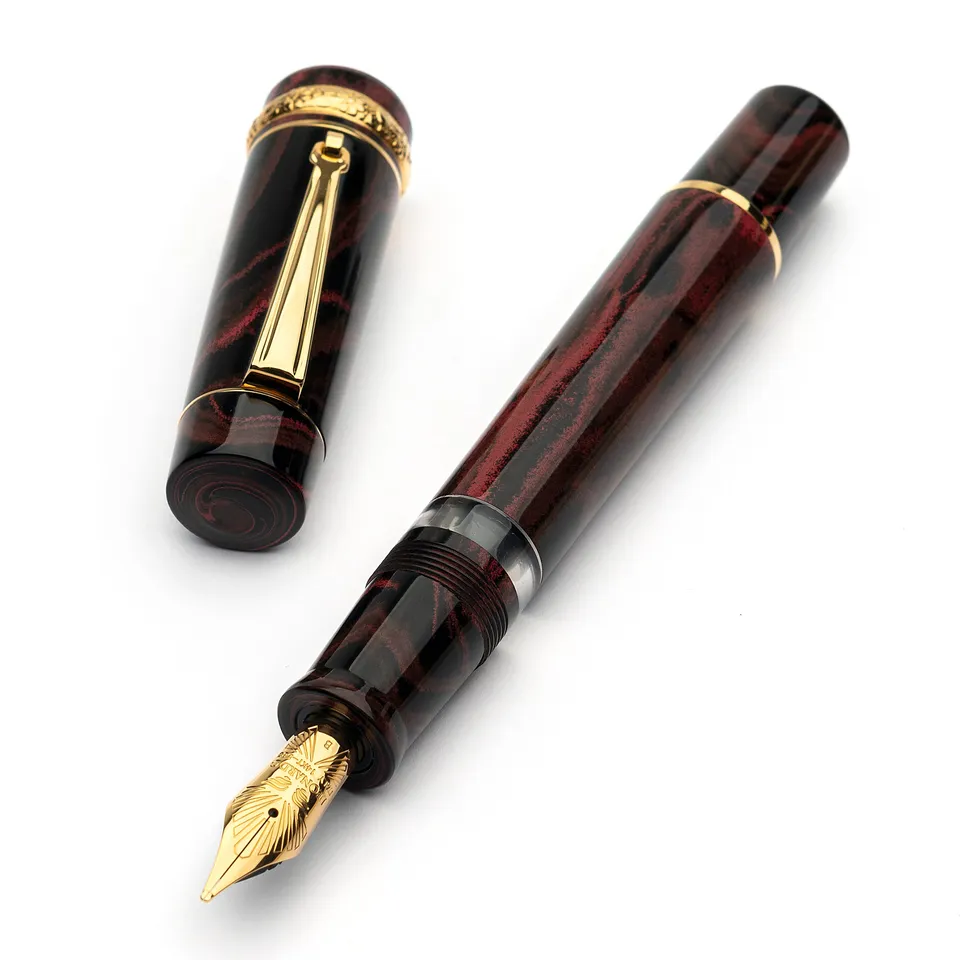 leonardo-officina-italiana-audace-fioritura-ebanite-barolo-oro-6-penna-stilograf image 1