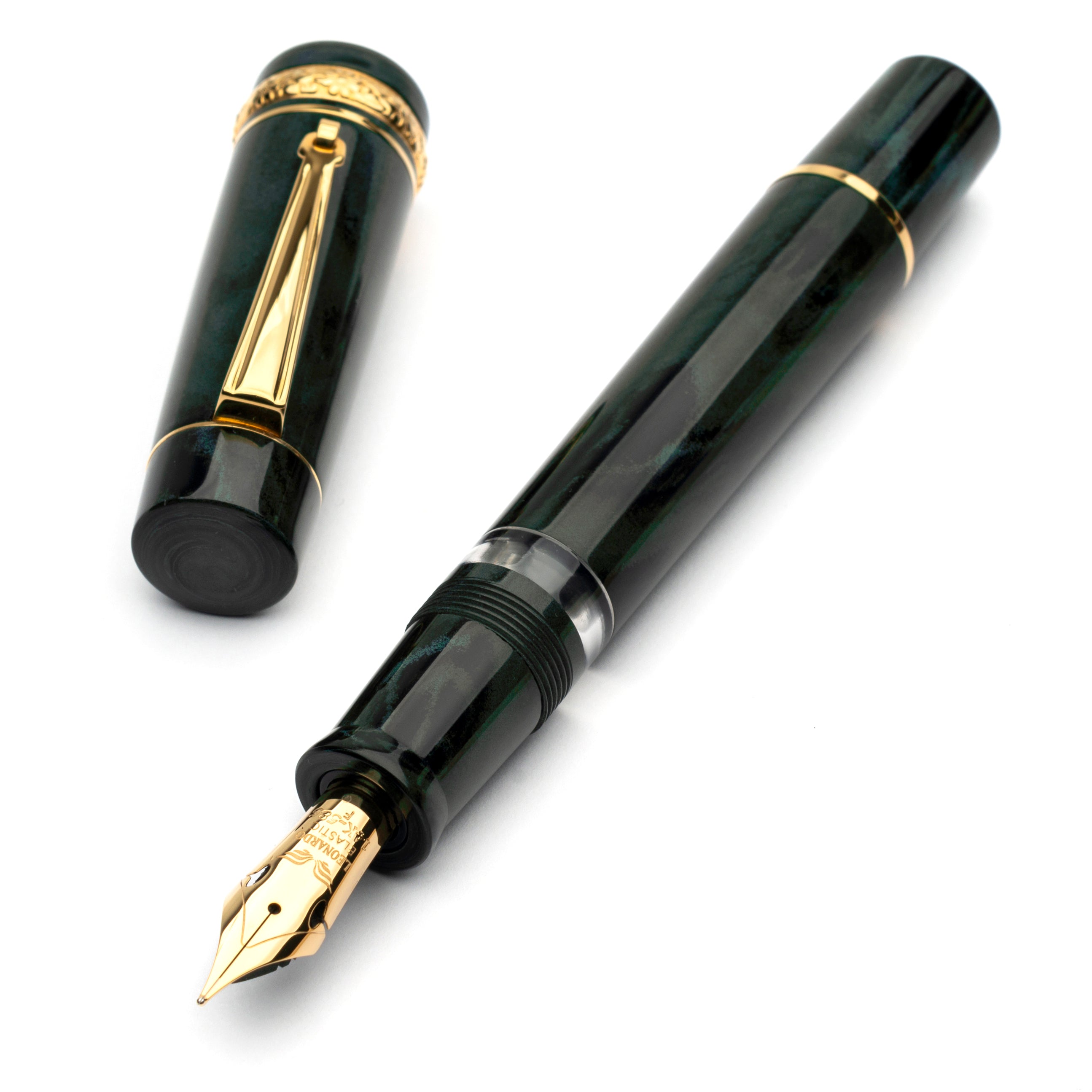 leonardo-officina-italiana-fioritura-ebanite-foresta-verde-penna-stilografica-a- image 1