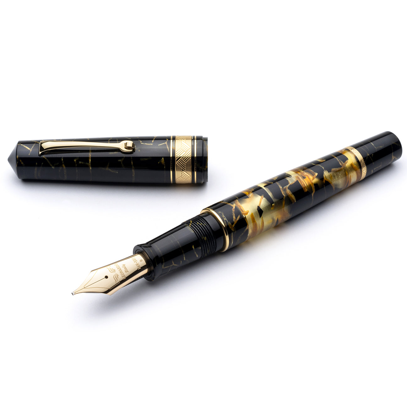 leonardo-officina-italiana-momento-zero-grande-celluloide-nero-oro-lucens-stilog image 1