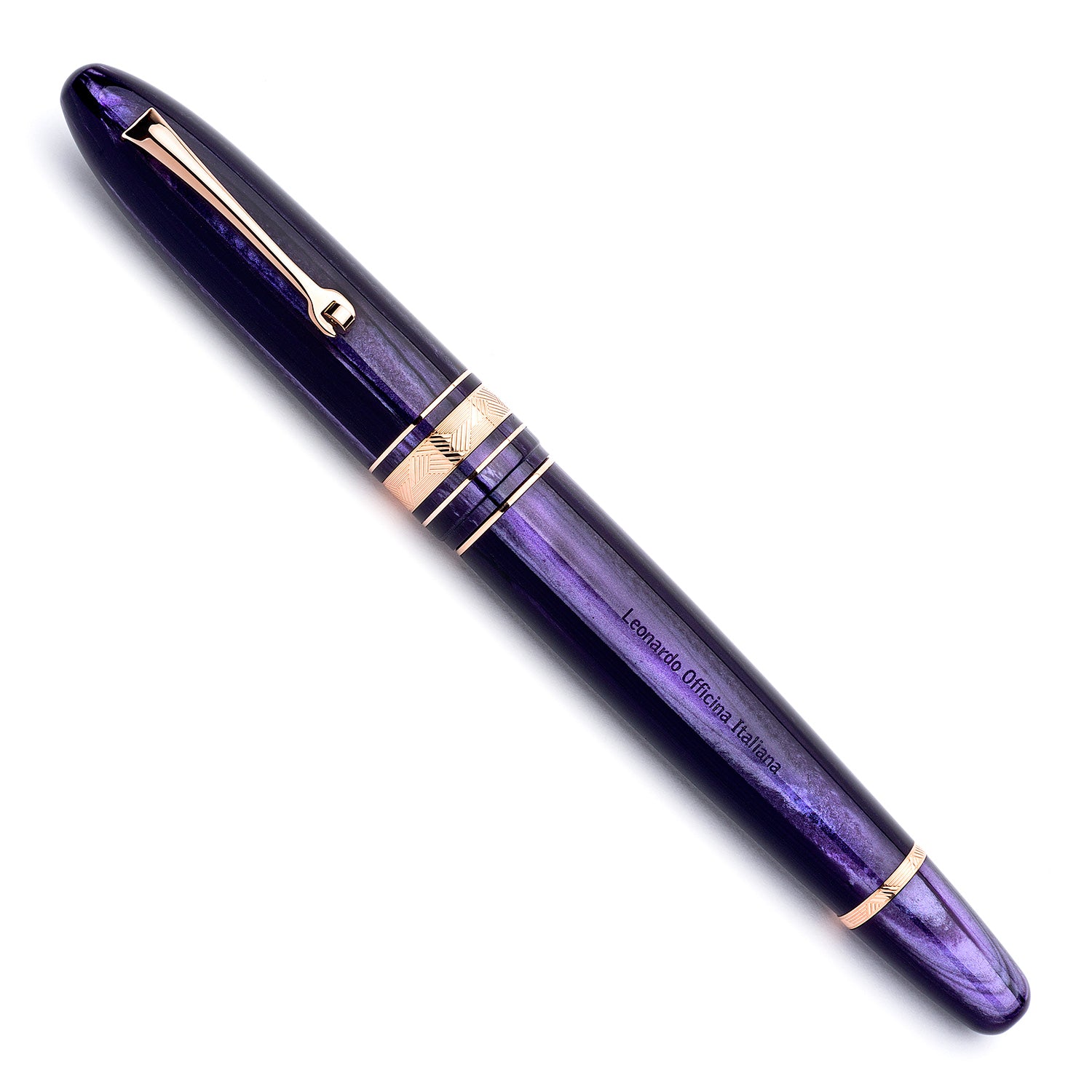 leonardo-officina-italiana-momento-zero-viola-celluloide-oro-rosa-penna-stilogra image 2