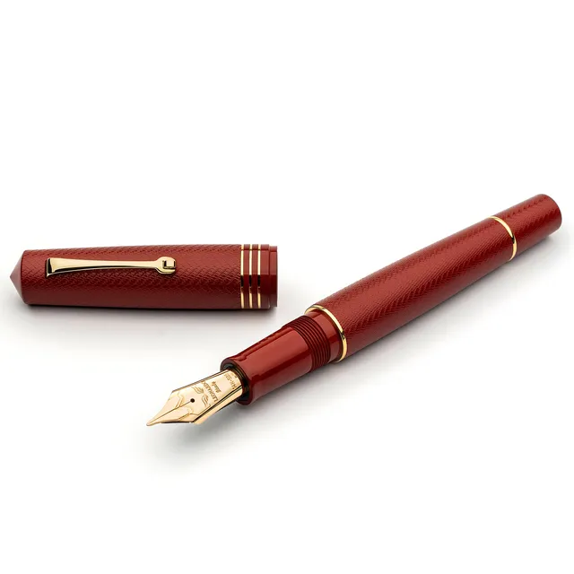 leonardo-officina-italiana-audace-guilloch-trama-stretta-ebanite-granata-penna-s image 1