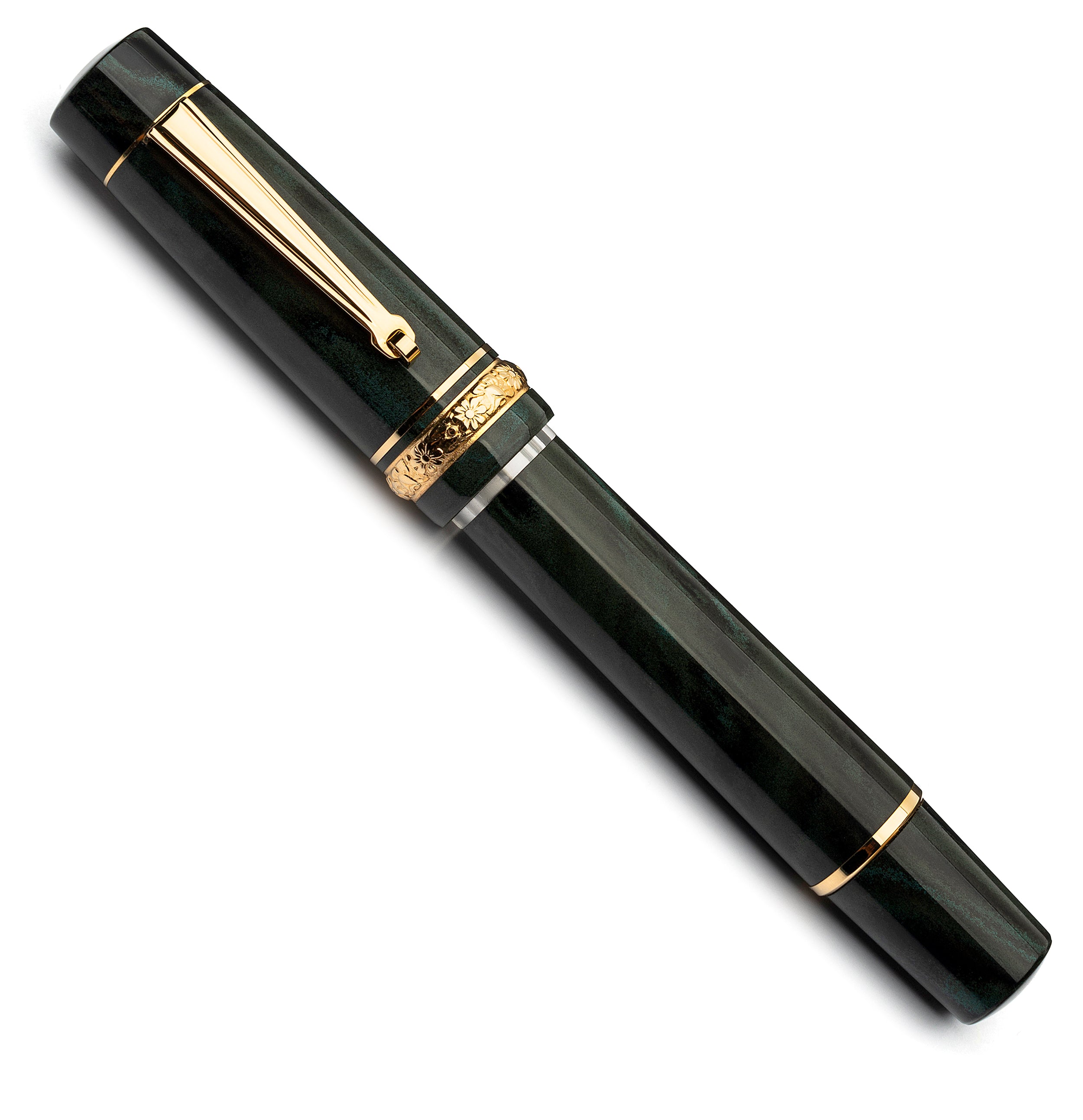 leonardo-officina-italiana-fioritura-ebanite-foresta-verde-penna-stilografica-a- image 2
