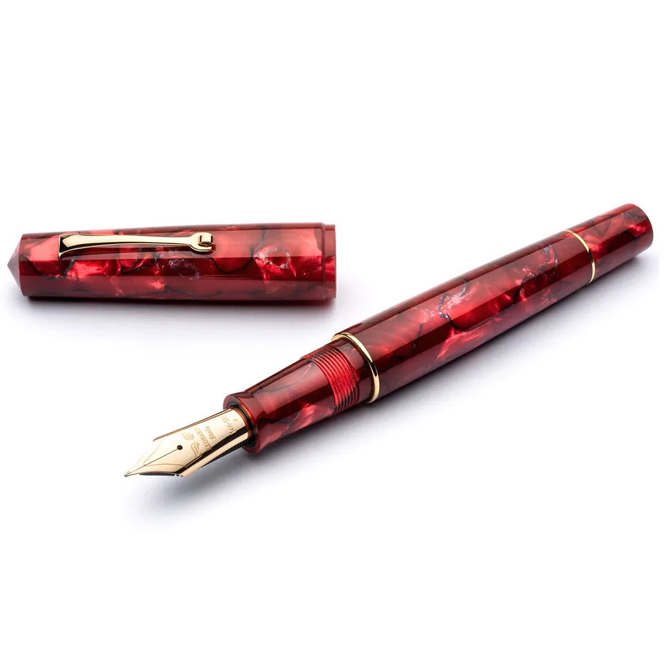 leonardo-officina-italiana-momento-zero-celluloide-marmorizzato-rosso-stilografi image 1