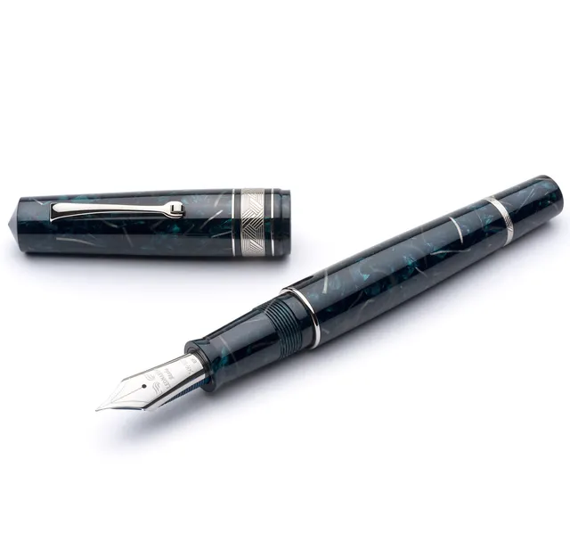 leonardo-officina-italiana-momento-zero-grande-celluloide-marezzato-blu-smeraldo image 1