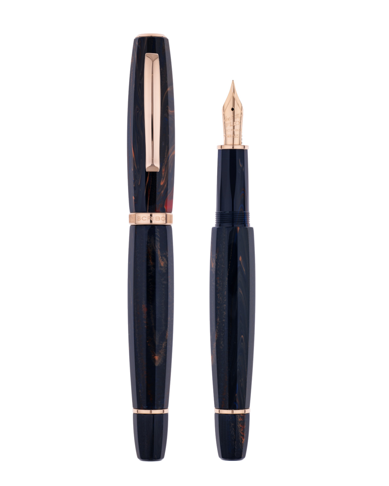 scribo-feel-penna-stilografica-blu-califfo-con-finiture-oro-rosa image 1