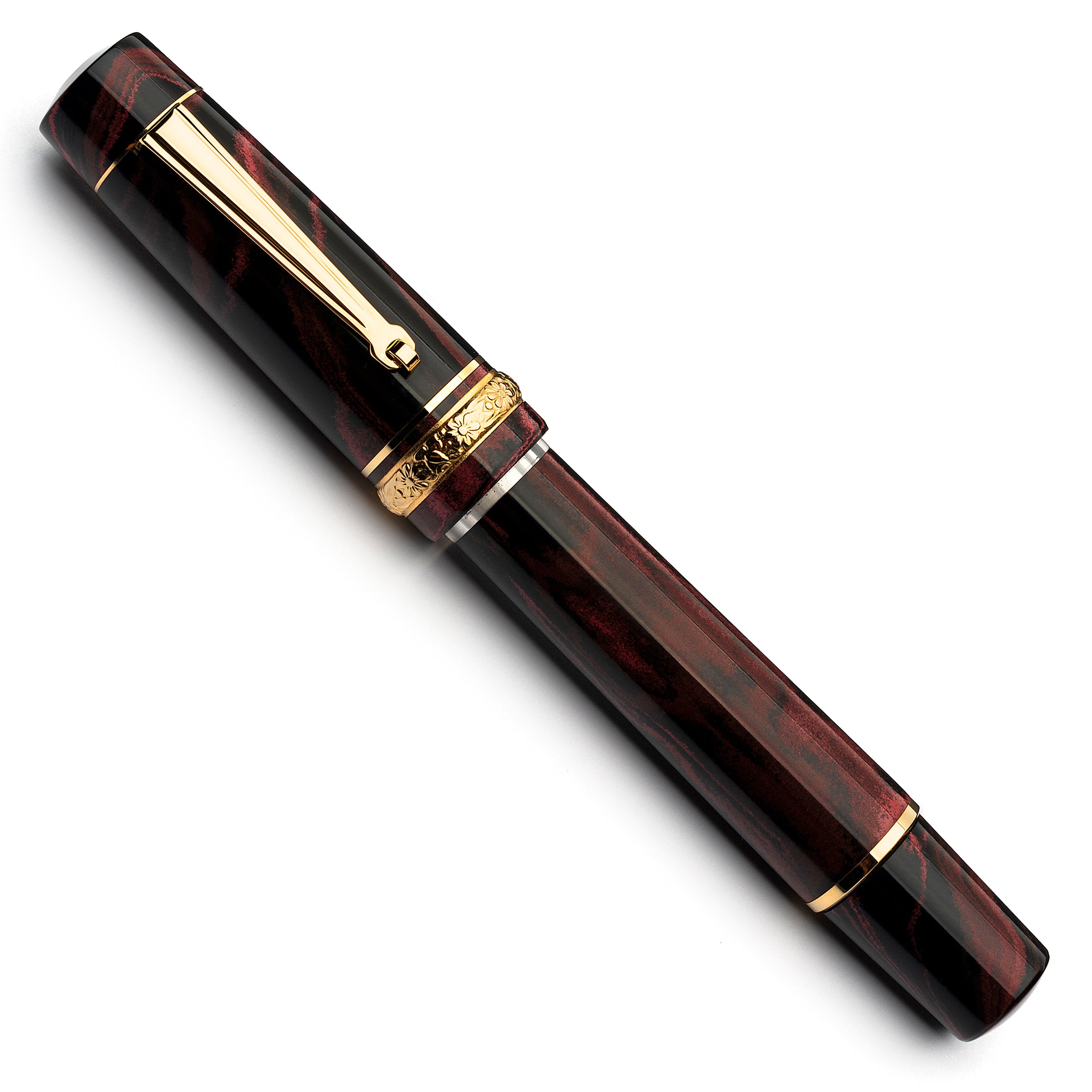 leonardo-officina-italiana-audace-fioritura-ebanite-barolo-oro-6-penna-stilograf image 2