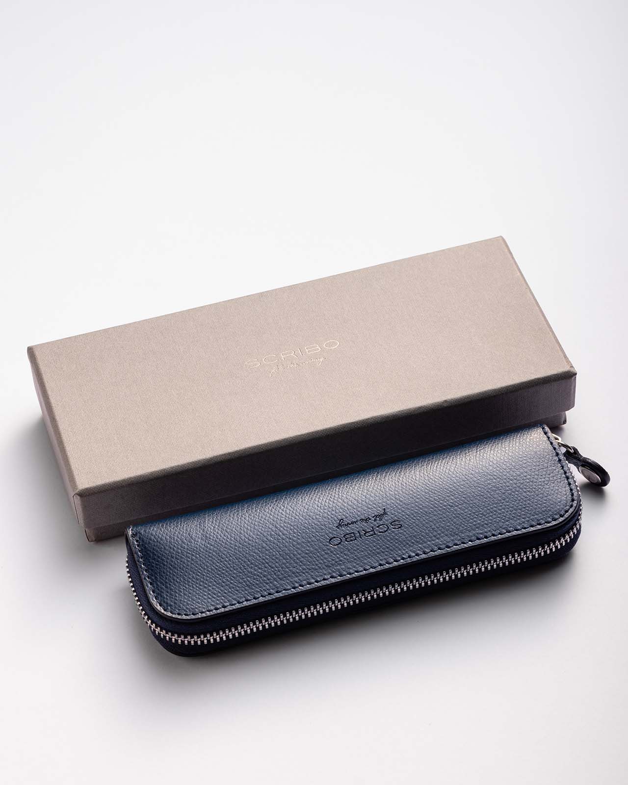 scribo-astoz-blu-notte-astuccio-porta-penne-in-pelle-a-2-posti-con-zip image 5