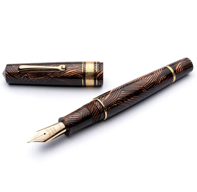 leonardo-officina-italiana-momento-zero-grande-stilografica-celluloide-marrone-v image 1