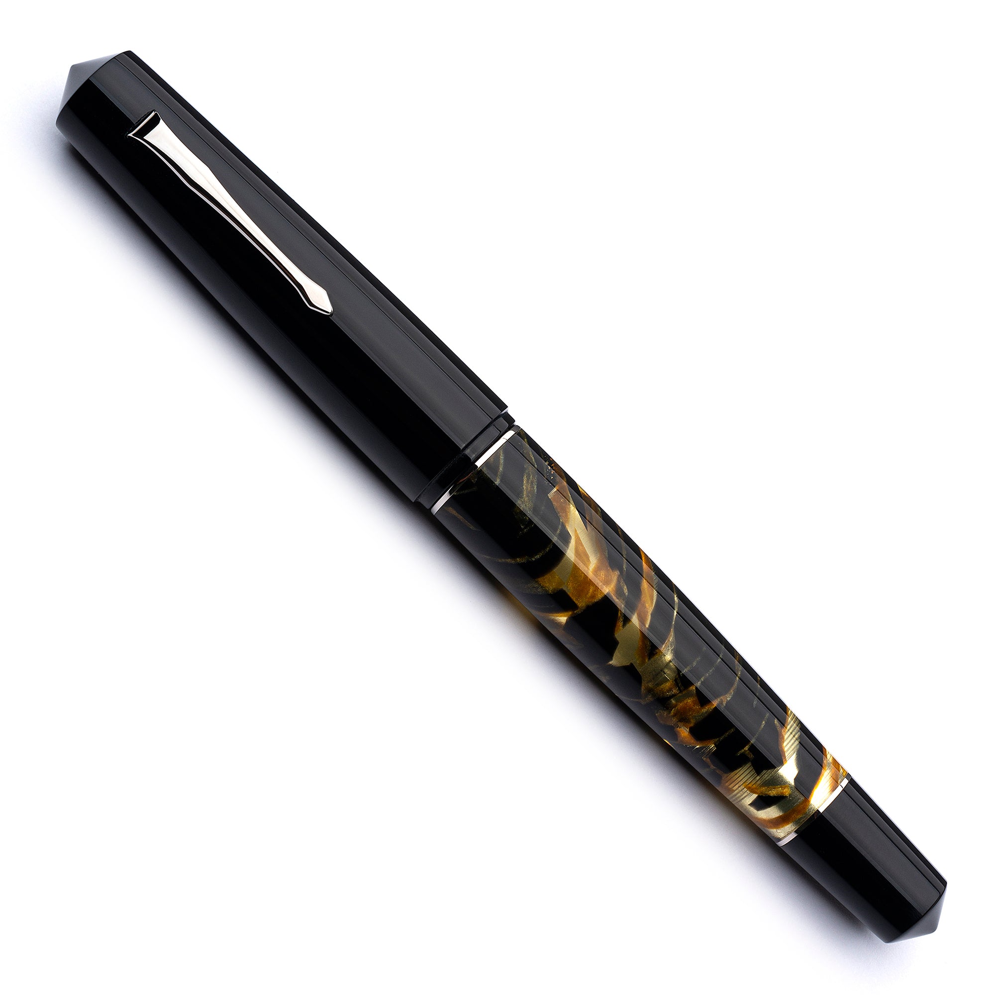 leonardo-momento-zero-grande-minimalist-celluloide-nera-pennino-oro-6 image 2
