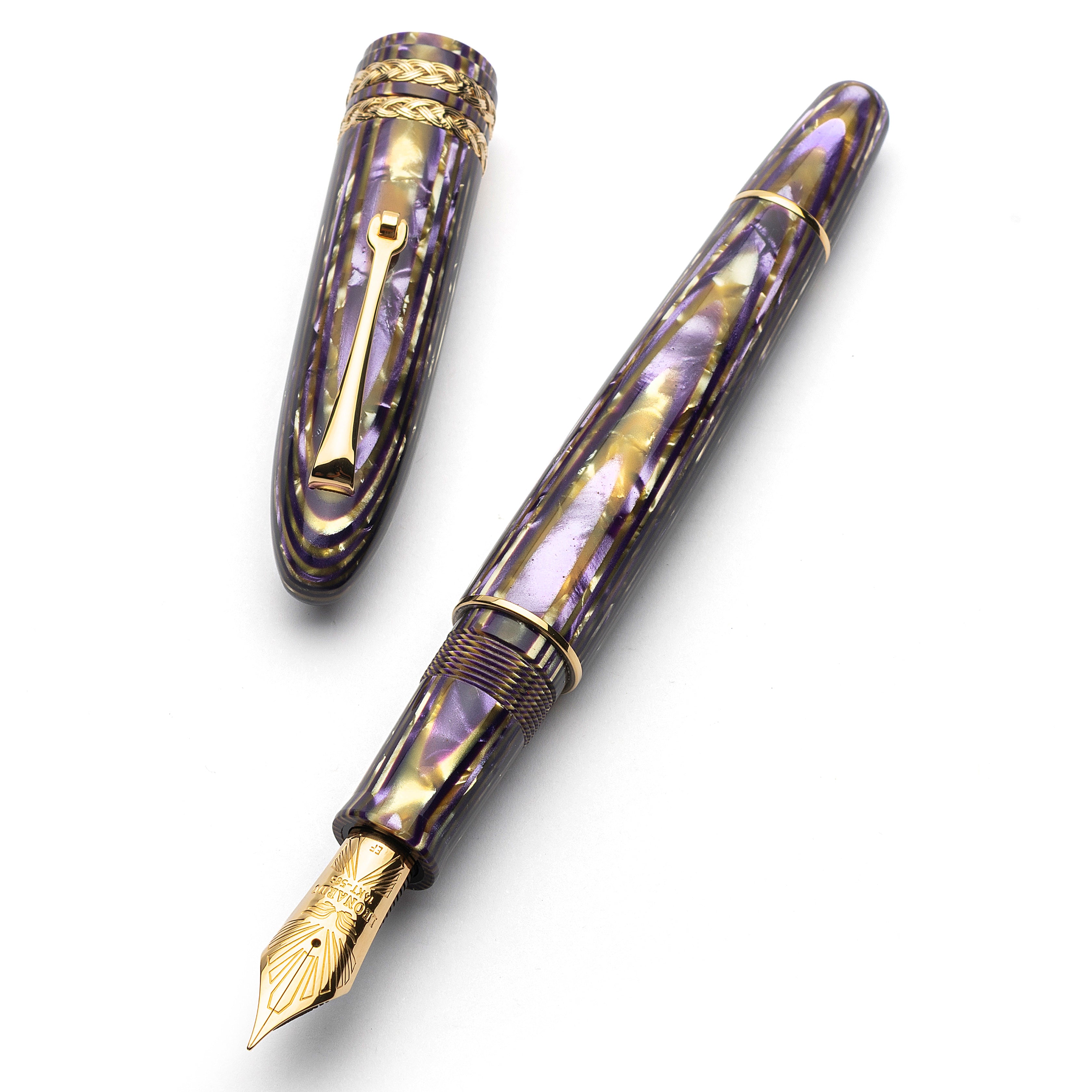 leonardo-officina-italiana-sigaro-leonarco-gold-amethyst-celluloide-penna-stilog image 2