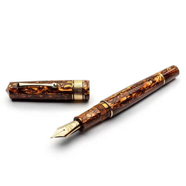 leonardo-officina-italiana-momento-zero-grande-stilografica-celluloide-marrone-p image 1