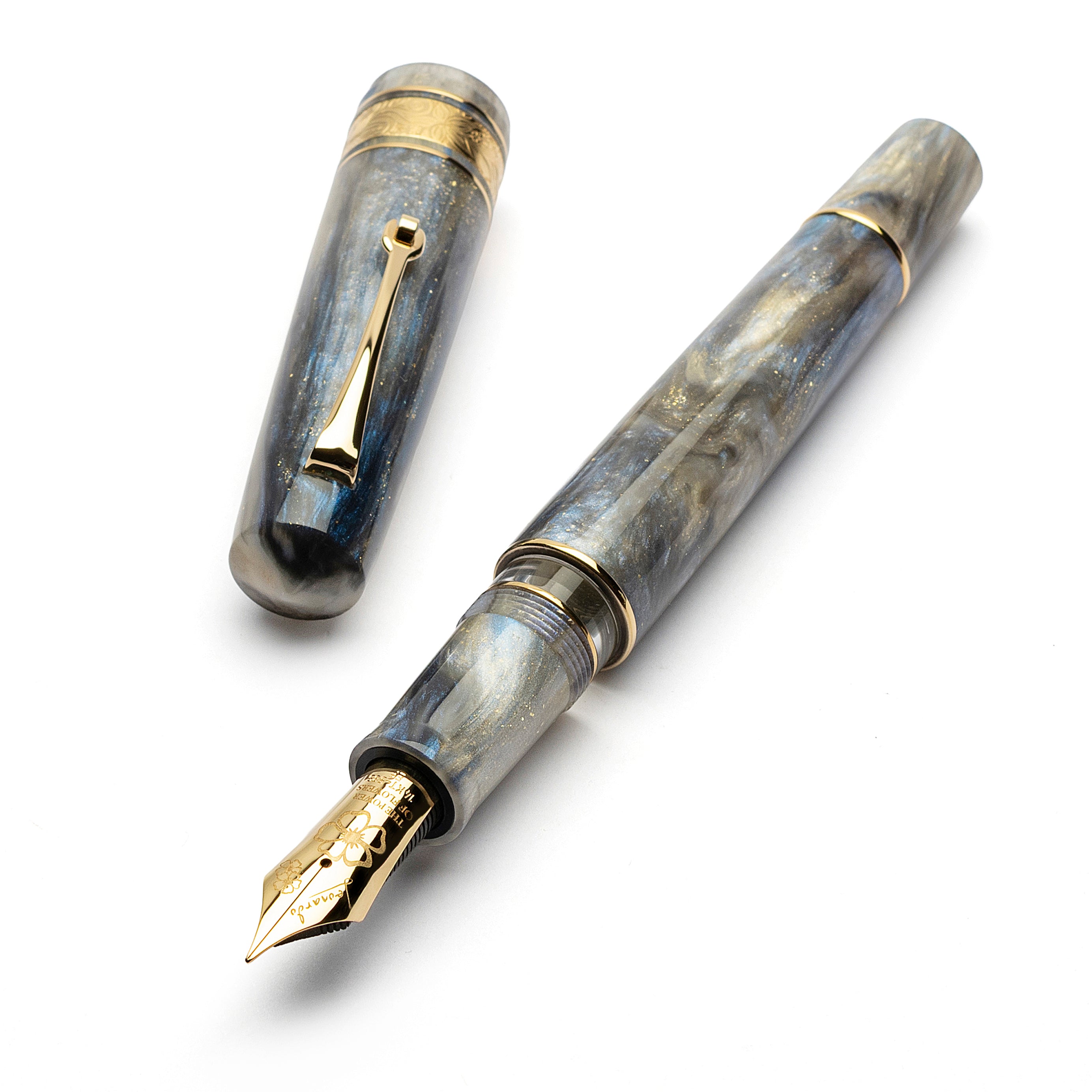 leonardo-officina-italiana-momento-zero-grande-2-0-orchidea-blue-pennino-in-oro- image 2