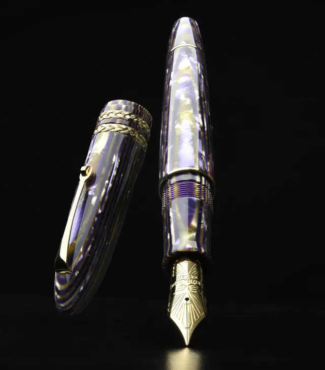 leonardo-officina-italiana-sigaro-leonarco-gold-amethyst-celluloide-penna-stilog image 1