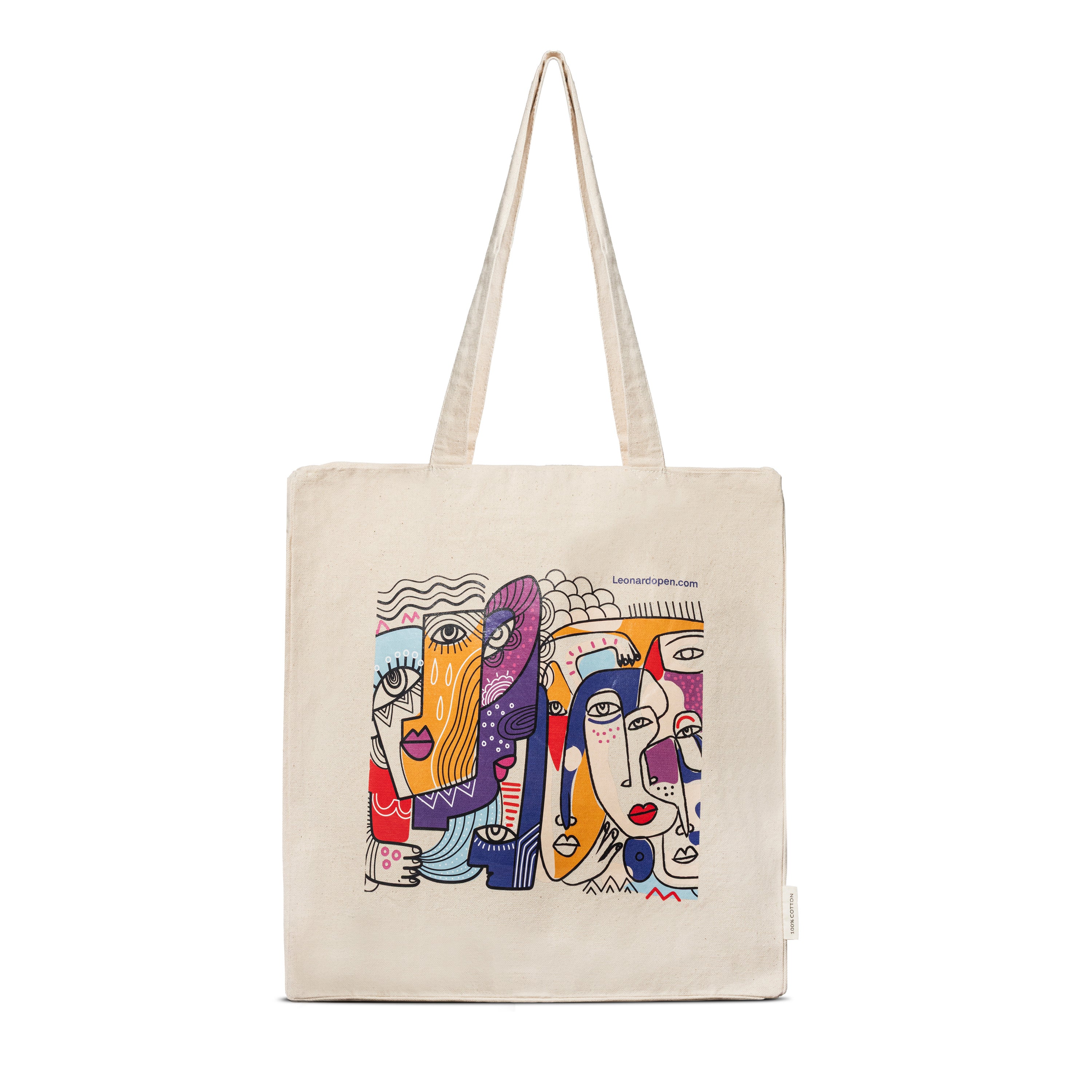 leonardo-officina-italiana-borsa-tote-in-cotone-100-illustrazione-cubista image 2