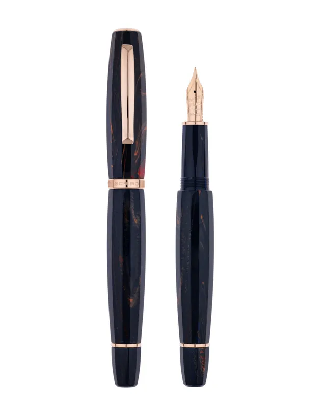 scribo-feel-penna-stilografica-blu-califfo-con-finiture-oro-rosa image 1
