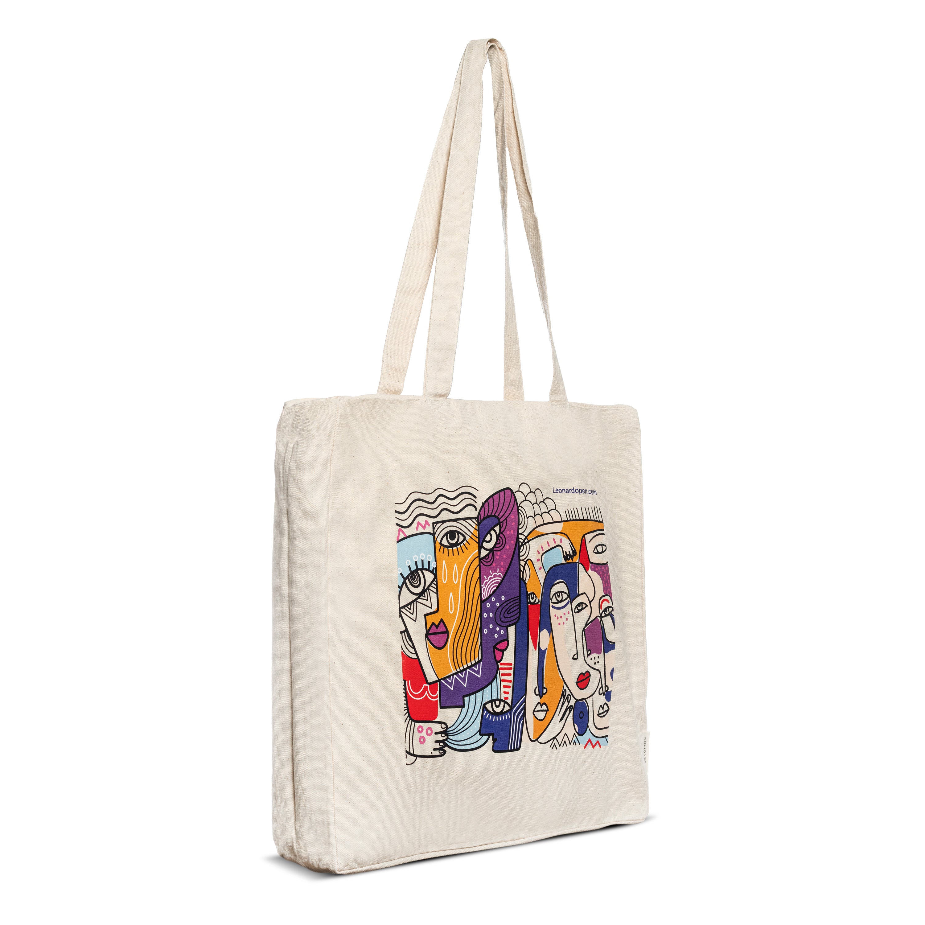 leonardo-officina-italiana-borsa-tote-in-cotone-100-illustrazione-cubista image 3