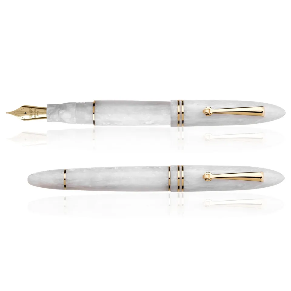 leonardo-officina-italiana-furore-bianco-sale-penna-stilografica-pennino-acciaio image 1