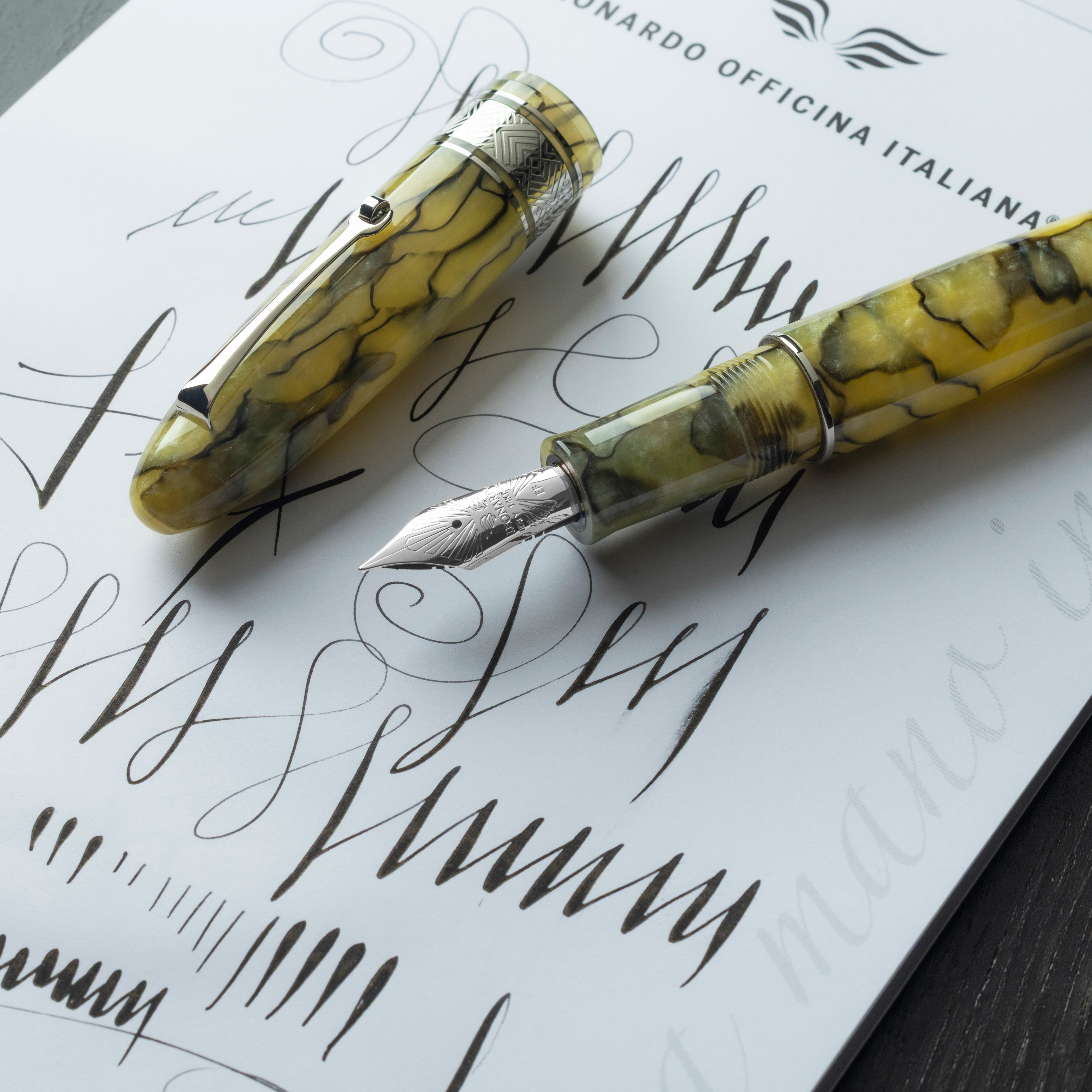 leonardo-officina-italiana-cigar-verde-celluloide-perlata-penna-stilografica-pen image 2