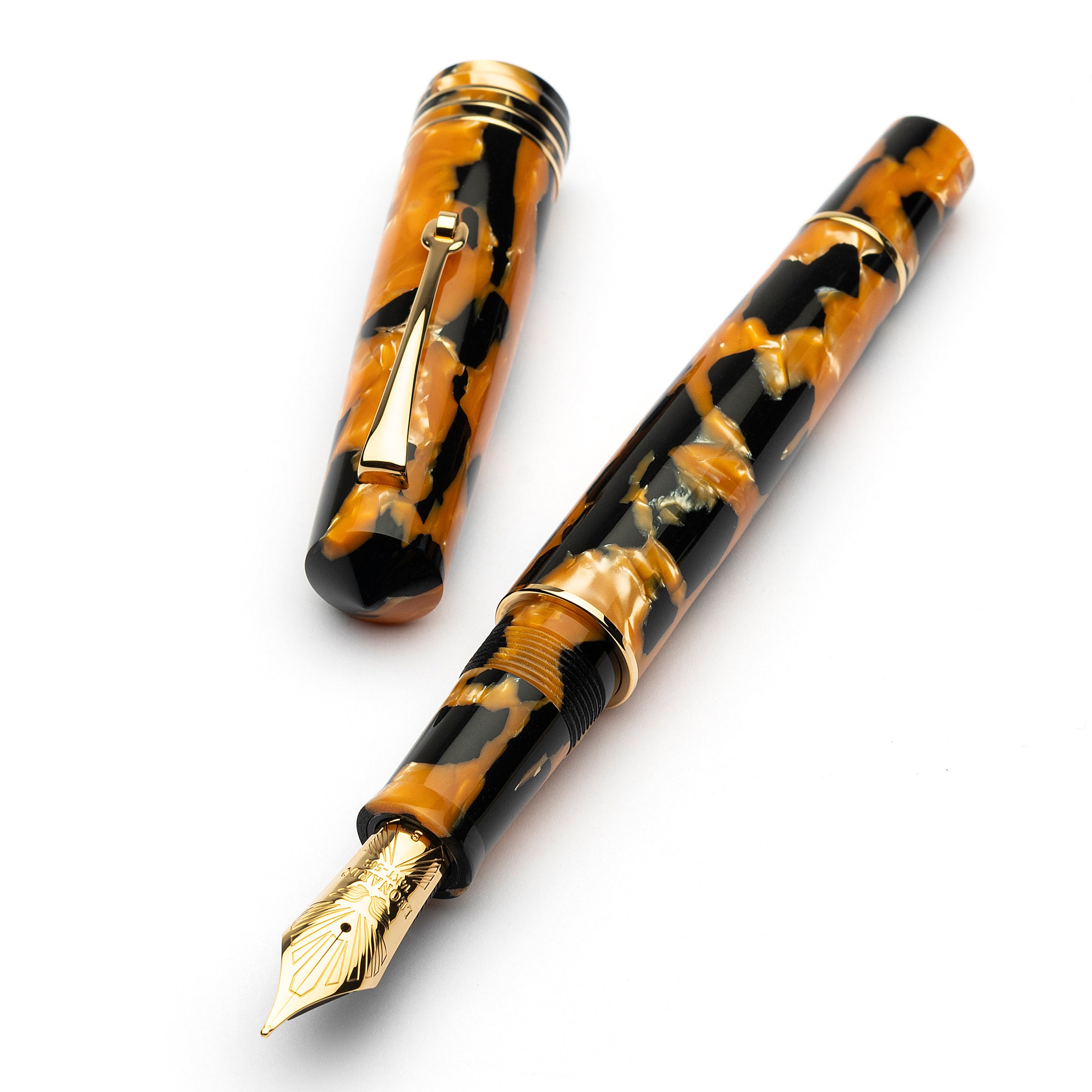 leonardo-officina-italiana-momento-zero-grande-celluloide-vintage-nero-arancione image 1