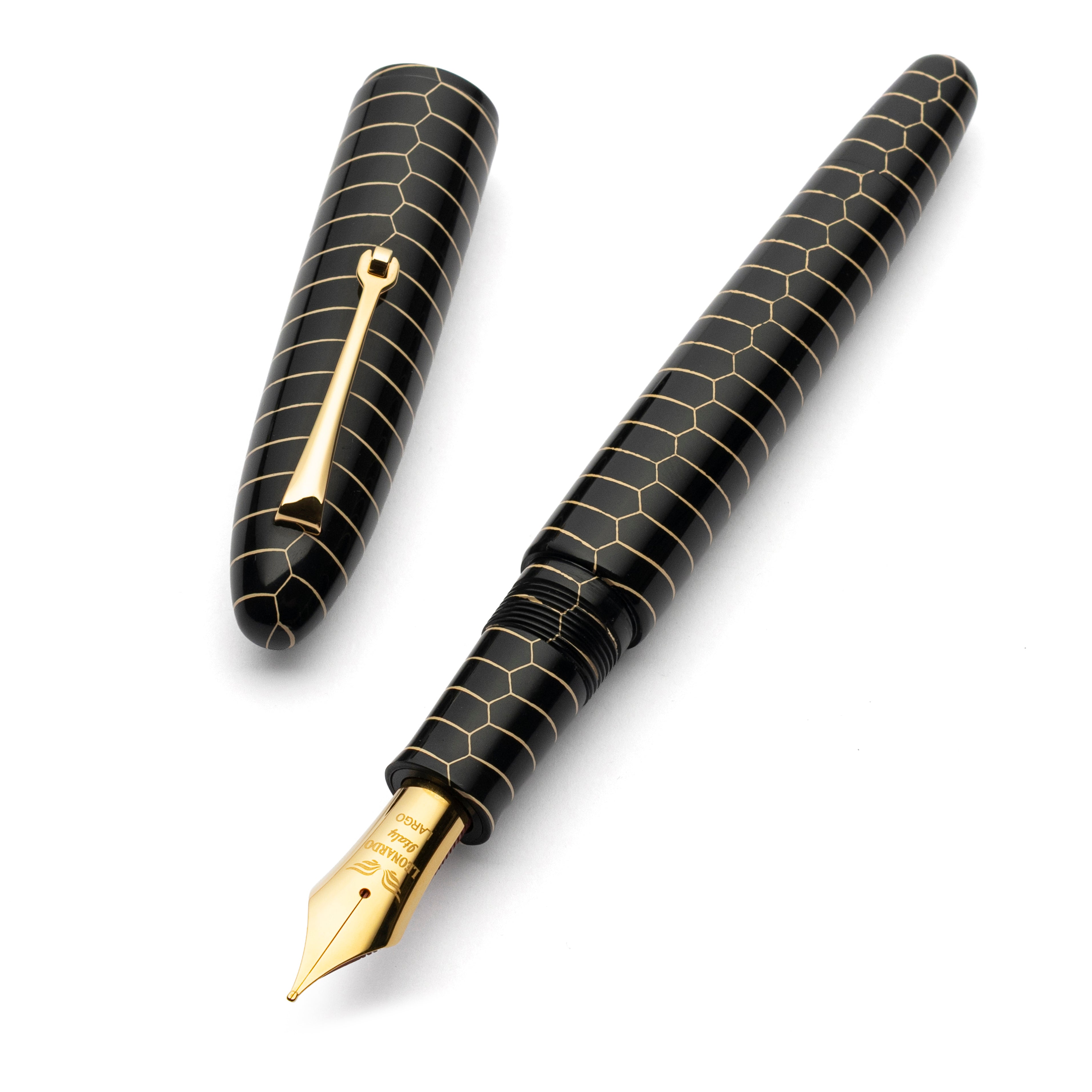 leonardo-officina-italiana-cigar-ebanite-skeleton-oro-nero-penna-stilografica-ac image 1