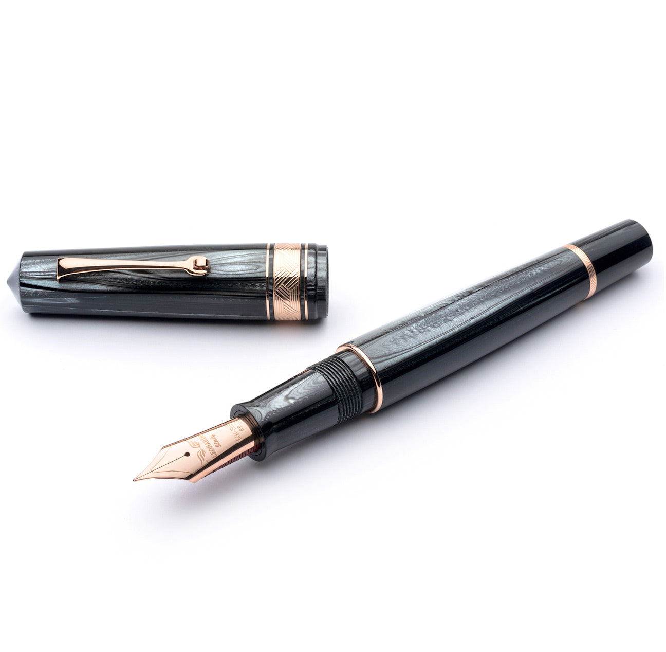 leonardo-officina-italiana-momento-zero-grande-grigio-perla-oro-rosa-penna-stilo image 1