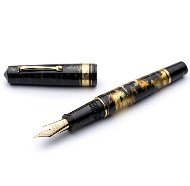 leonardo-officina-italiana-momento-zero-grande-celluloide-nero-oro-lucens-stilog image 1