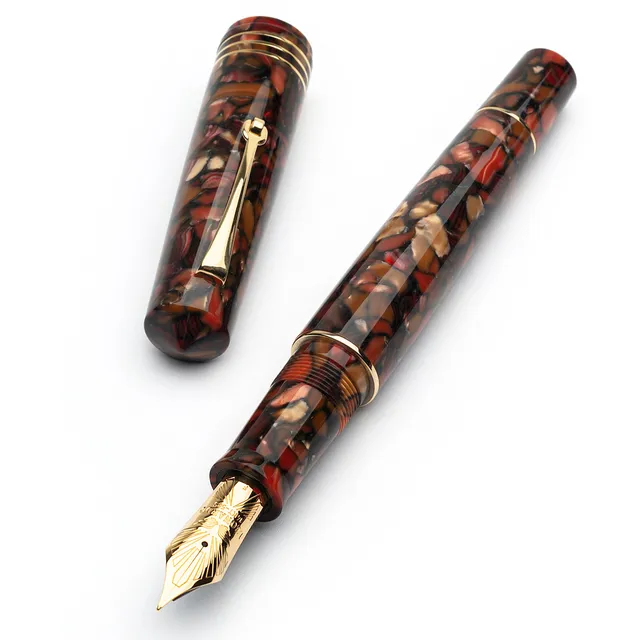 leonardo-officina-italiana-momento-zero-grande-marmo-rosso-celluloide-stilografi image 1